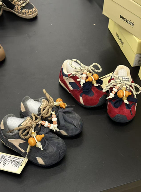 uus25深秋红色珠子灰色竹子绑带鞋子23-32码10-15天发货149元包邮