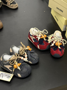 子23 包邮 32码 15天发货149元 uus25深秋红色珠子灰色竹子绑带鞋