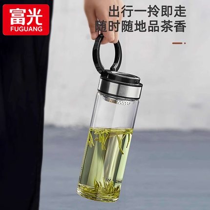 富光玻璃杯大容量单层水杯商务泡茶杯高档便携男士女加厚杯子印字