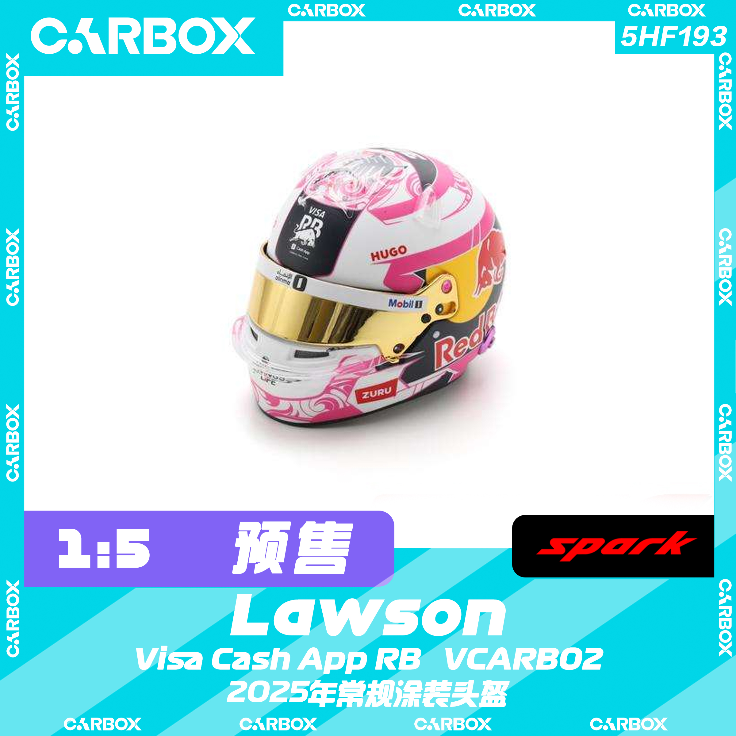 [CarBox] Spark 1:5 F1头盔模型 摆件 小红牛 劳森 2025 常规涂装