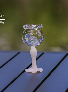 雅雅玻璃玉琼花系列高硼硅耐高温茶具高足铃兰杯灯工工艺手工吹制