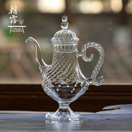 雅雅玻璃朝露系列高硼硅耐热玻璃茶具灯工纯手工制高足思婷缨络壶