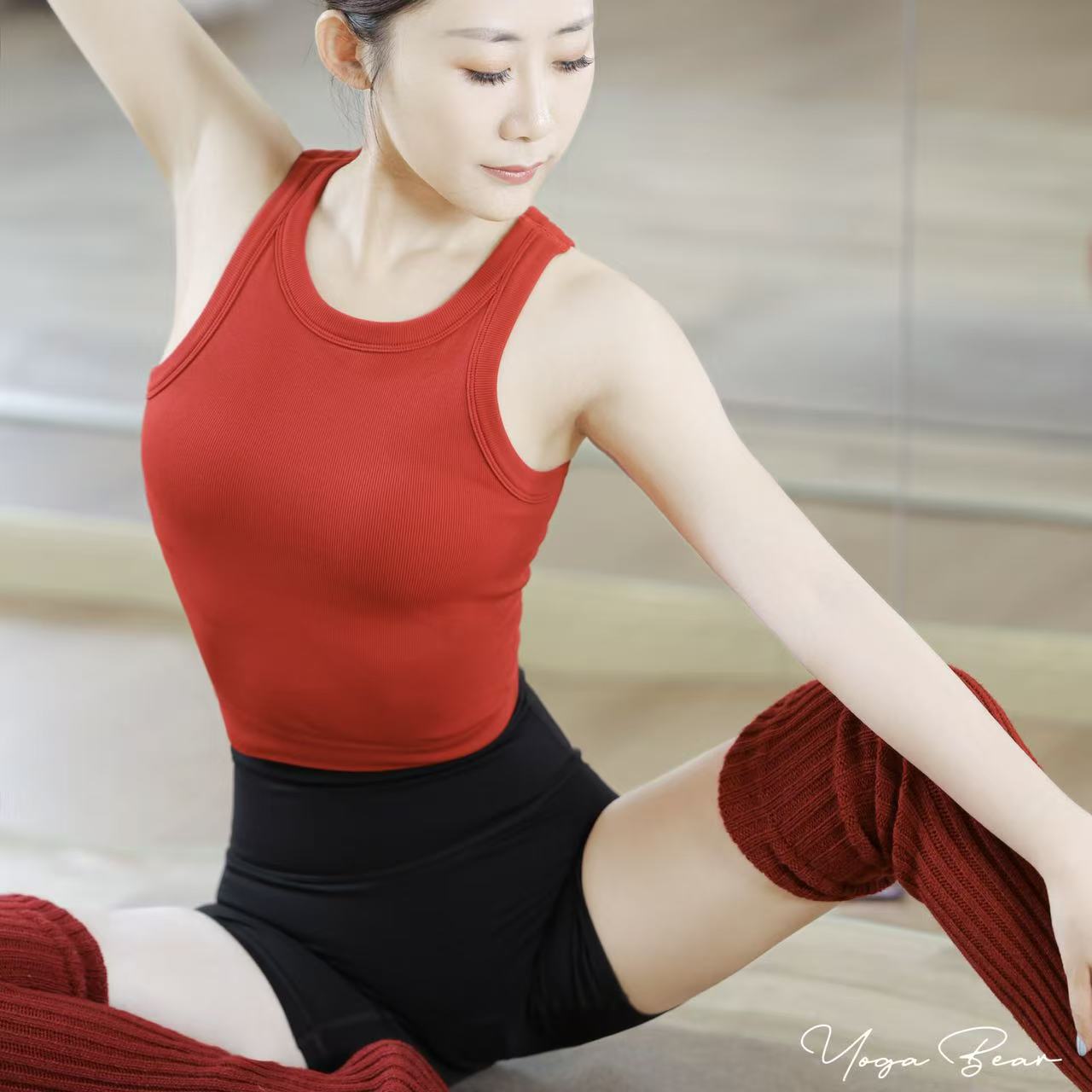 [超高性价比！中高强度固定带胸垫瑜伽背心]普拉提运动健身服上衣