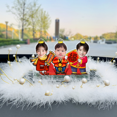 车载摆件汽车车内饰品摆件定制摇头一家三口照片车载装饰品用品女