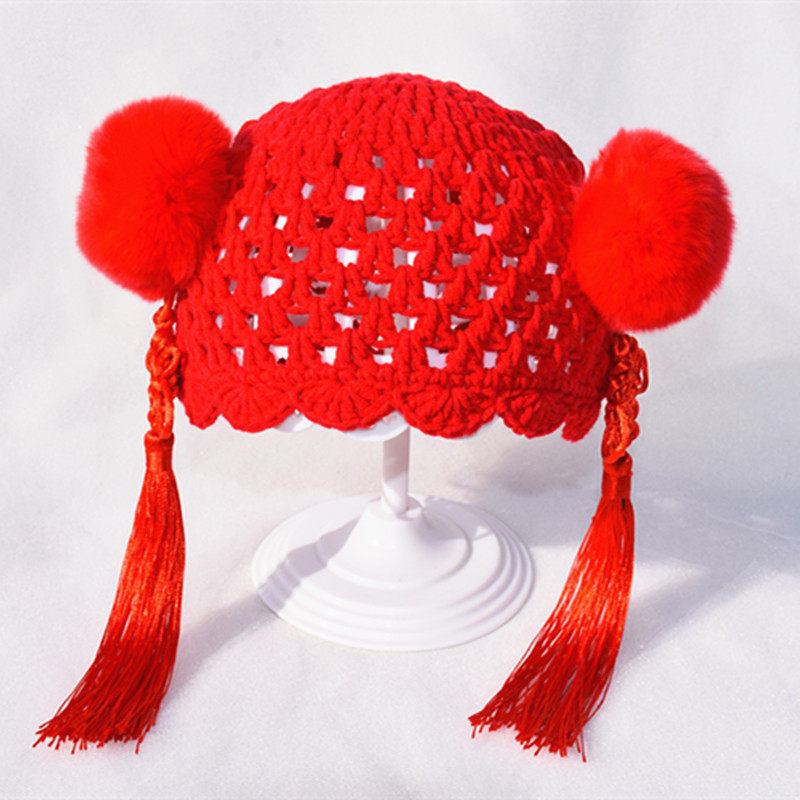 春款新生儿汉服护卤秋冬古风帽子