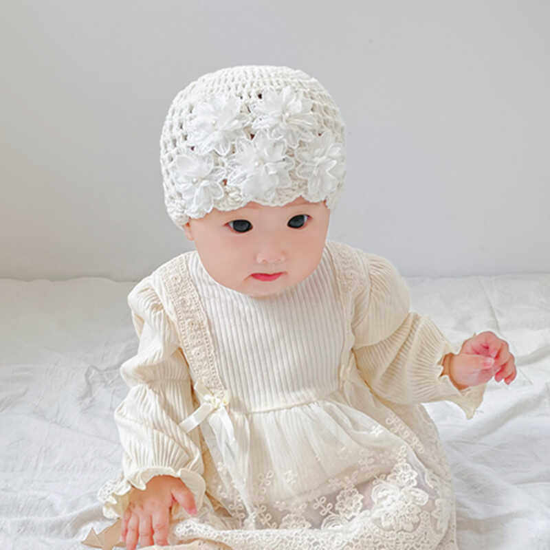 婴儿帽子韩版蕾丝花朵帽可爱超萌