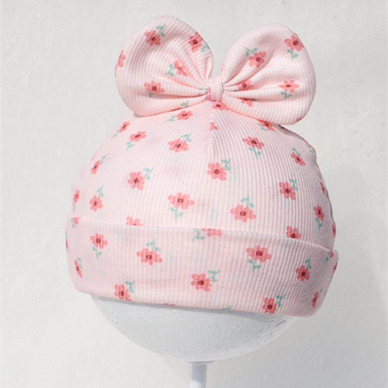 新生婴幼儿帽子春秋护囟门可爱女宝宝针织胎帽柔软无骨0-3-6个月