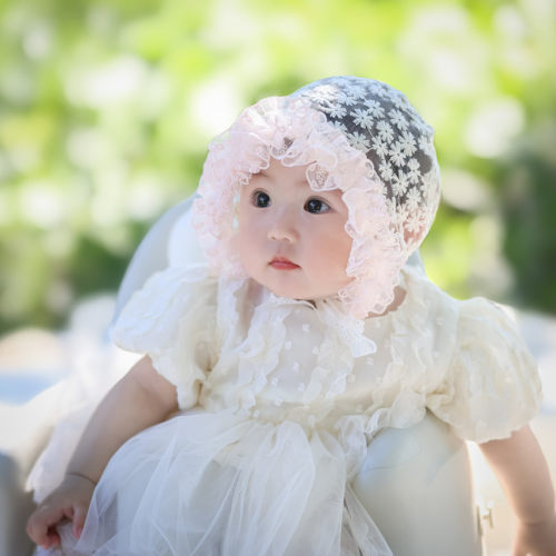 婴儿帽子夏季宝宝女公主韩系薄款蕾丝渔夫帽婴幼儿新生儿遮阳帽