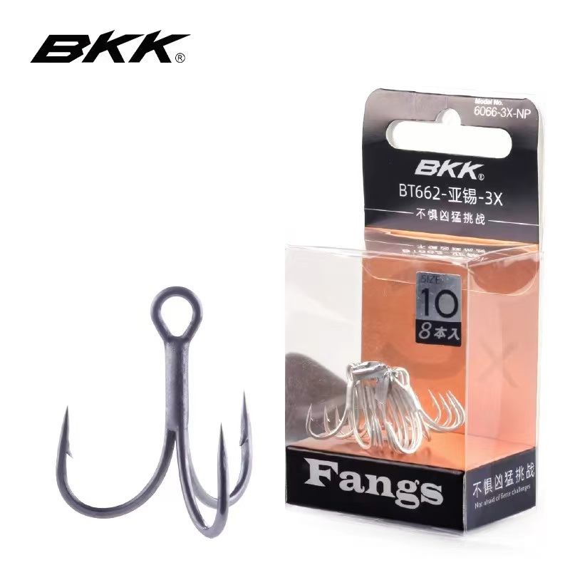 bkk路亚三本钩BT662黑金刚鱼钩3倍加强海钓鱼钩锚钩三爪钩有倒刺