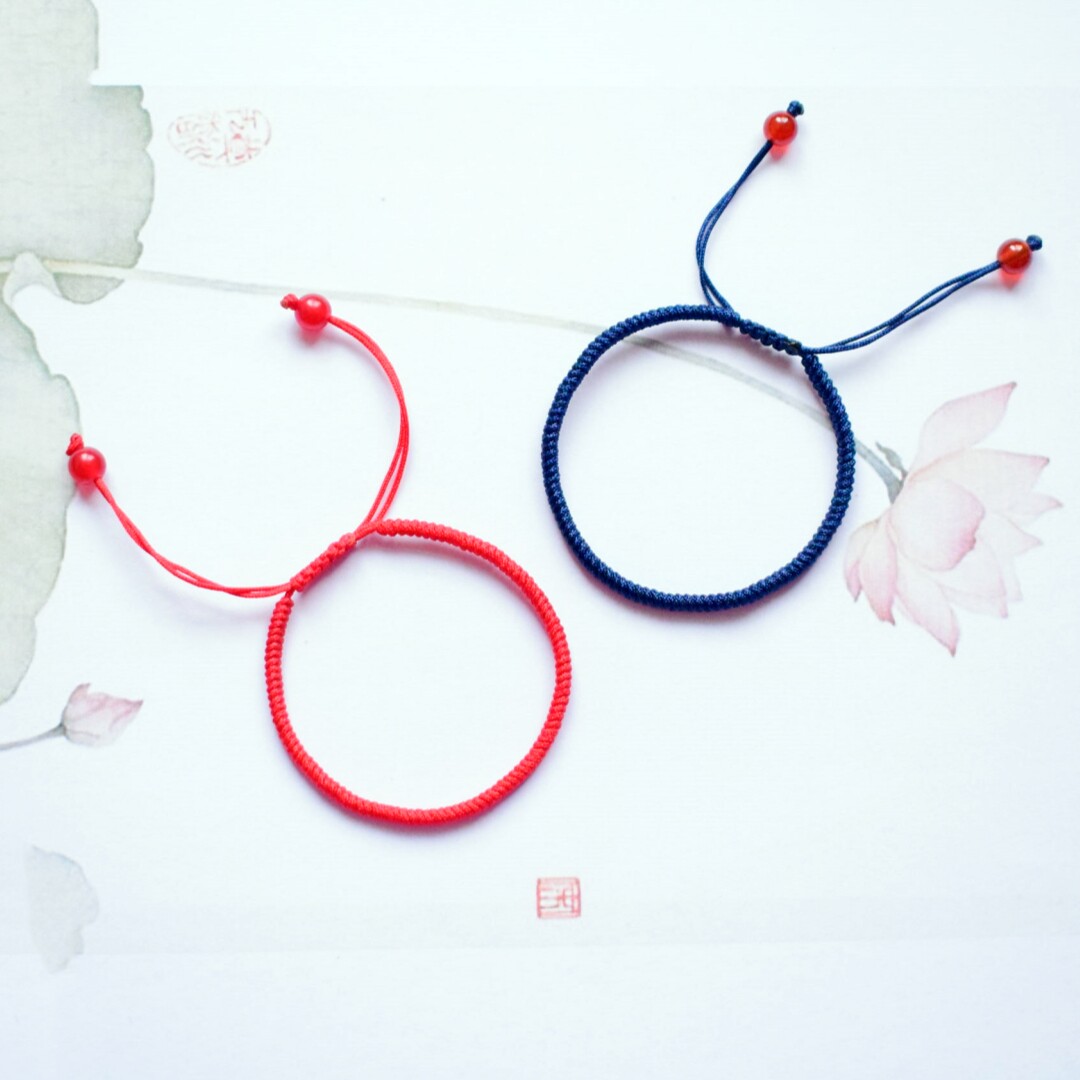 [RED MAKEUP] RED ROPE DIAMOND KNOT SOLID COLOR BRAIDED BRACELET MALE AND FEMALE COUPLES SELF-KNITTED DIY MATERIAL PACKAGE IS SUPER SIMPLE