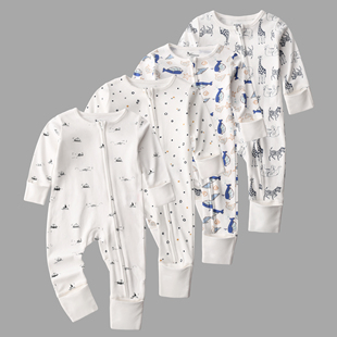 外贸原单婴幼儿纯棉睡衣连体爬爬服四季春秋冬季婴儿包手包脚爬服