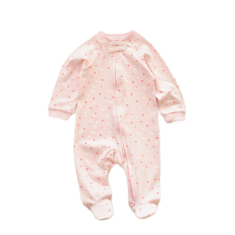 纯棉双向拉链款新生婴儿连体衣