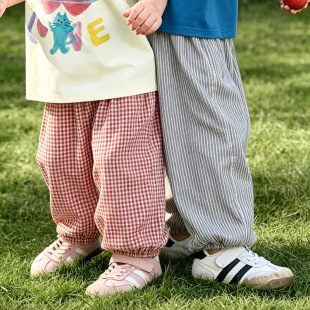 儿童夏季纯棉防蚊裤2026薄款男女童北欧风束脚裤婴儿防晒外出长裤