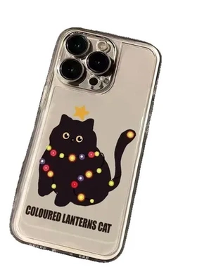 适用/手机壳卡通/15黑猫星星PROMAXxr131617PROMAX创意14PRO苹果