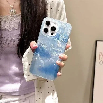 适用壳手机壳iphone17promax161417pro15冰川渐变蓝色星空//苹果