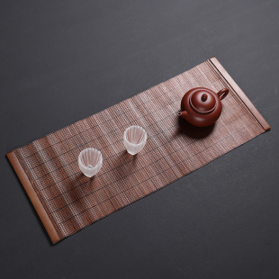 竹帘定制 碳化大漆竹丝茶席竹编主人席家用茶垫子禅意桌旗茶道日式