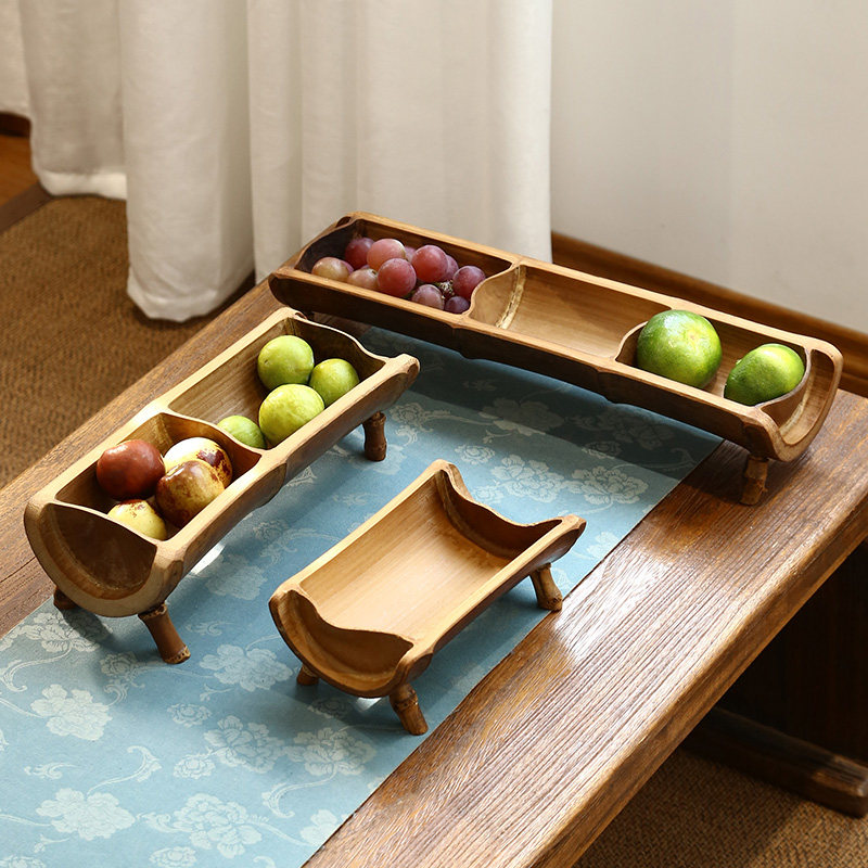 山山竹木碳化竹节点心盘带隔层茶点盘水果糕点竹制收纳盘客厅茶室,餐饮具,果盆/果盘/果篮,淘宝优惠券,粉丝福利购,淘宝优惠卷