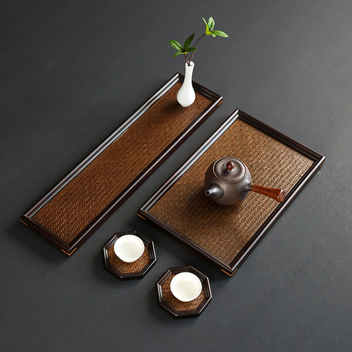 竹制竹席面干泡茶盘收纳隔热