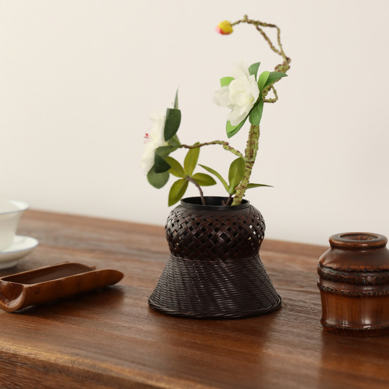 紫竹编花器日式干花瓶装饰花篮带花入花艺桌面摆件收纳筒茶道配件,餐饮具,茶道/零配,淘宝优惠券,粉丝福利购,淘宝优惠卷