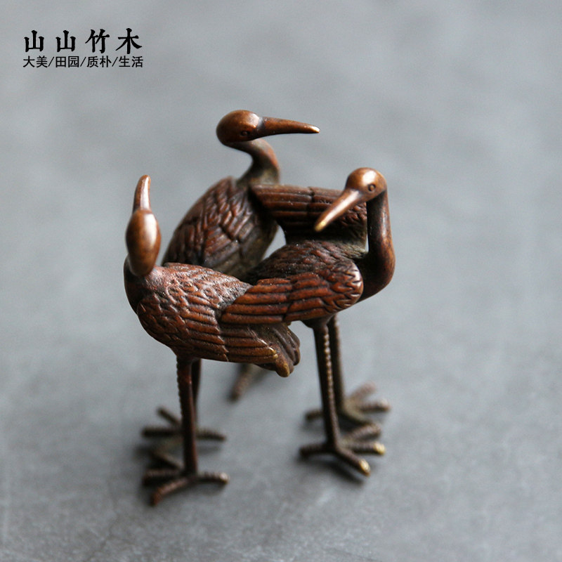 山山竹木精品仙鹤猫狗盖托茶宠图片
