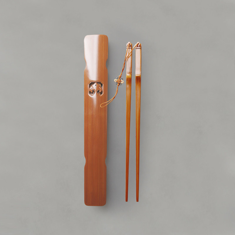 手工雕刻竹筷古琴茶道台湾廖壹男制茶点心筷子环保竹木筷子