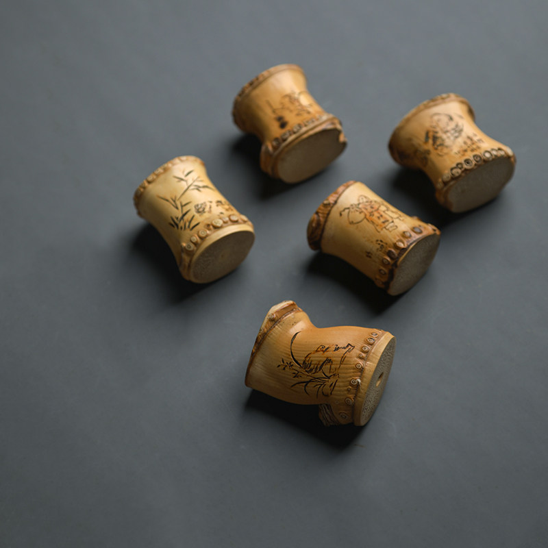 雕刻竹节鞭盖置手工雕紫砂壶盖托盖碗摆件置物架日式功夫茶道配件