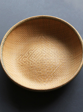 高端竹编竹精品茶道收纳箩筐 篮子收藏品手工艺品 糕点盘山山竹木