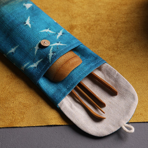 仙鹤布袋茶则三件套装千里江山