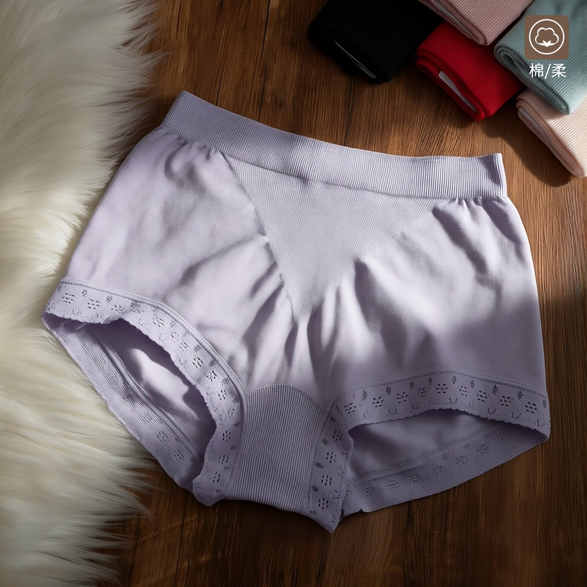 有致日系内裤女舒适蕾丝边透气纯棉裆不卡中腰弹力收腹包臀三角裤