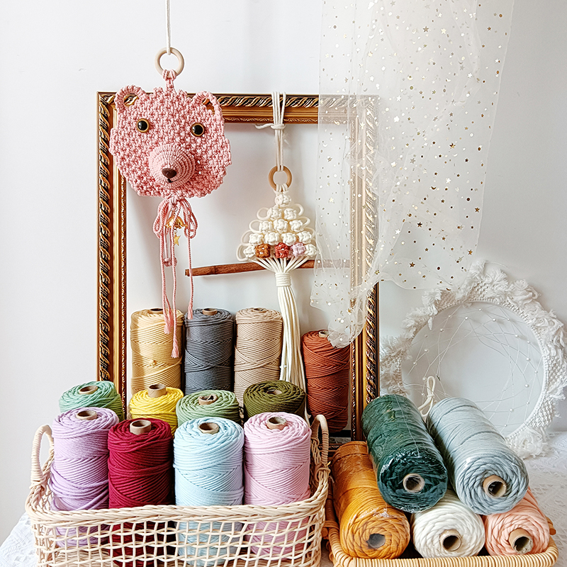 macrame 编绳材料手机挂绳雏菊花21支纱包芯线彩色粉渐变粗绳棉线