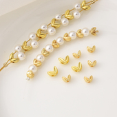 电镀18K真金高保麦穗花单孔隔珠手工diy手链手串配珠材料柳叶配件