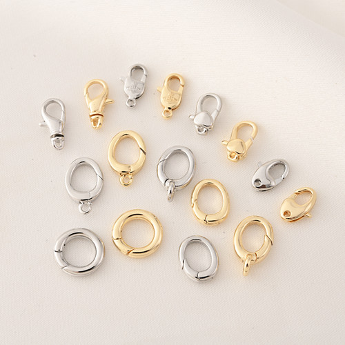 高保14K包金龙虾扣白金色弹簧扣