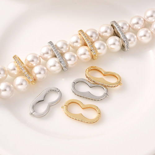 18K包金保色微镶8字双排扣