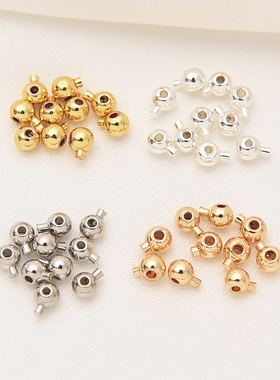 14K包金钢丝线定位收尾夹扣手工diy珍珠项链按扣手链银色收尾卡扣