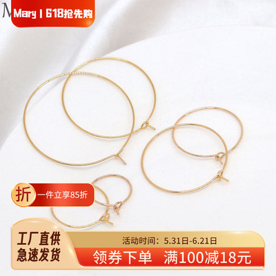 圆形diy包金手工耳钩绕线耳环