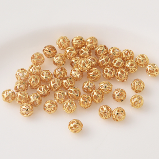 18K包金保色镂空珠隔珠手工diy饰品配件项链首饰配珠材料金珠散珠