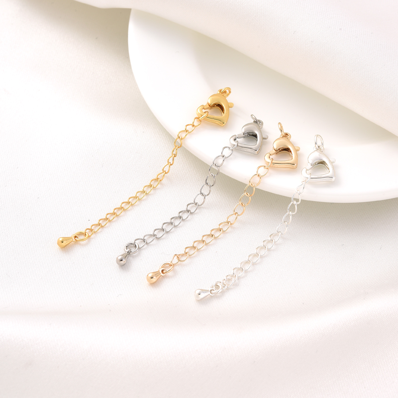 14K包金桃心扣尾链延长链手工DIY饰品配件项链手链可调节加长链条