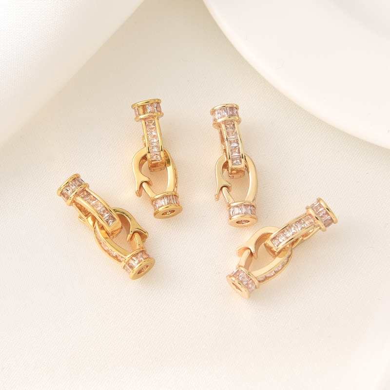 14K包金微镶锆石珍珠收尾扣