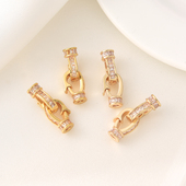 14K包金微镶T方锆石收尾扣手工diy珍珠项链手链18K可打开连接扣子