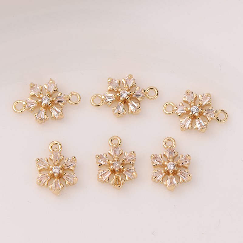 14K包金镶锆石雪花吊坠