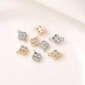 14K包金镶锆石四叶草锆石吊坠手工diy耳饰配件手链手串小挂件材料