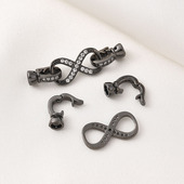 铜镀真金枪黑色微镶锆石8字珍珠扣手工diy珍珠手链项链收尾连接扣