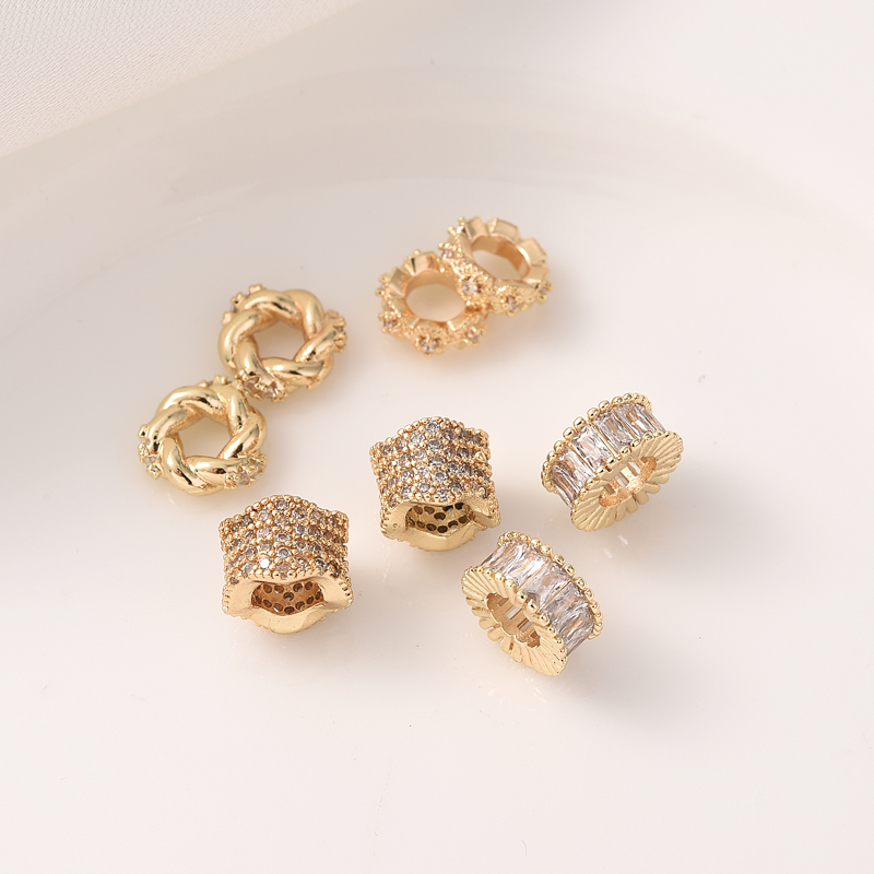 14K包金保色微镶锆石桶珠隔珠