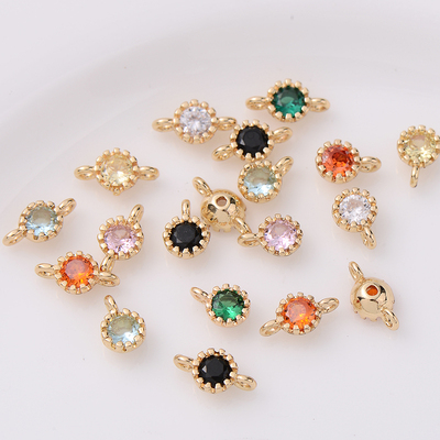 14K包金保色镶锆石吊坠小挂件