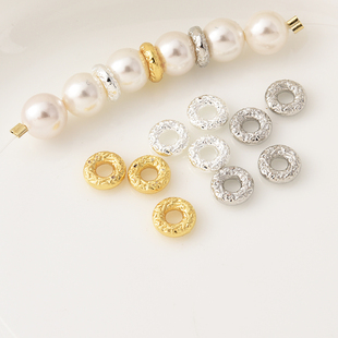 高保电镀18K金祥云圈隔珠手工diy手链白金银色乾坤圈隔片串珠材料