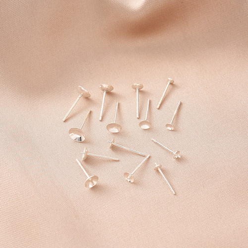 s925纯银耳针托盘出针碗针配件