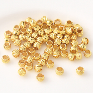 18K包金保色刻面切花珠散珠手工diy手链材料项链金珠隔珠串珠配饰