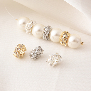 14K包金镶T方锆保色隔珠手工diy珍珠手链项链串珠电镀银隔片材料