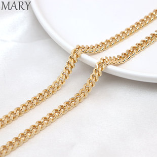 14K包金保色侧身链散链手工diy手链基础链鞭链项链首饰镀金材料