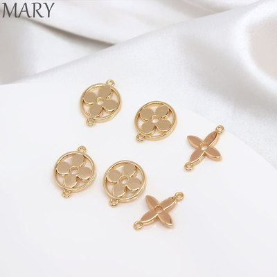 18K包金保色四叶草吊坠手工diy耳饰配件自制耳环流苏双吊首饰材料